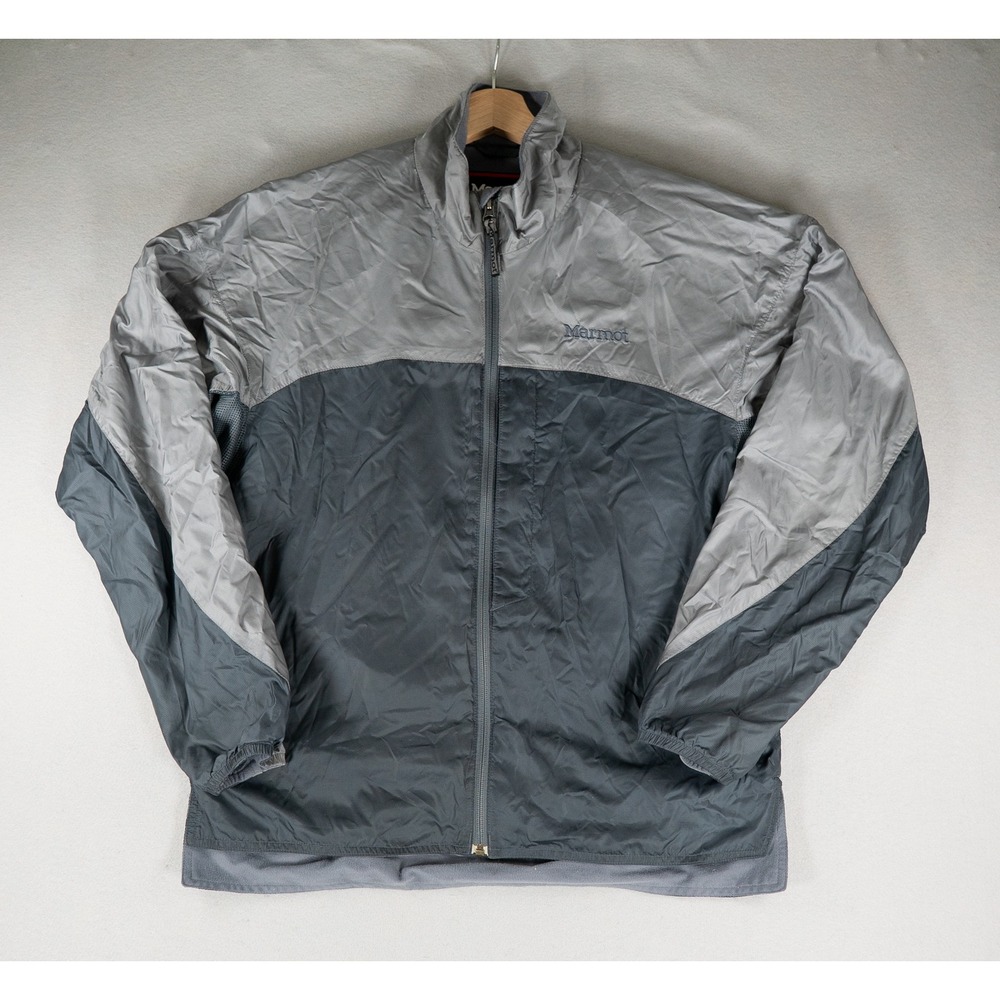 Marmot Mens Windbreaker Jacket Colorblock Fleece Lined Grey Medium Gorpcore